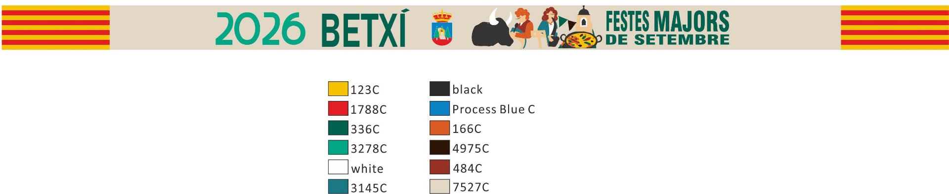 Prueba digital de la pulsera de les Festes Majors de Setembre de Betxí 2026, 15 × 320 mm en tejido HD